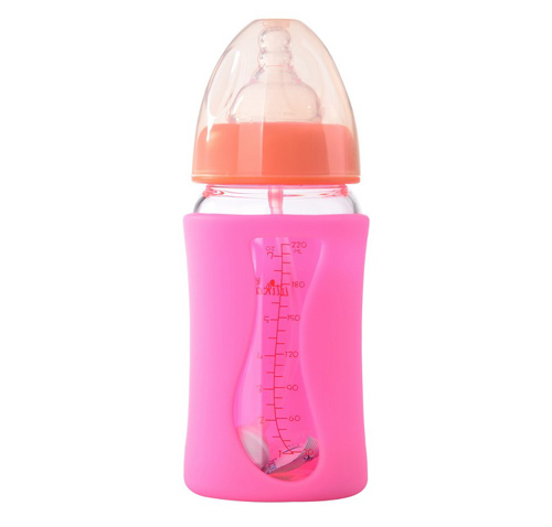 矽利康無手柄寬口玻璃奶瓶220ml