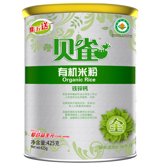 貝雀鐵鋅鈣有機(jī)米粉聽裝425克