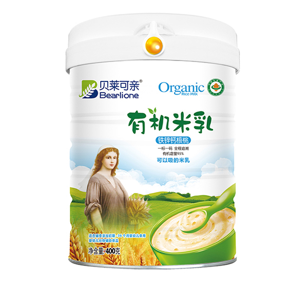    貝萊可親有機米乳-鐵鋅鈣核桃400克