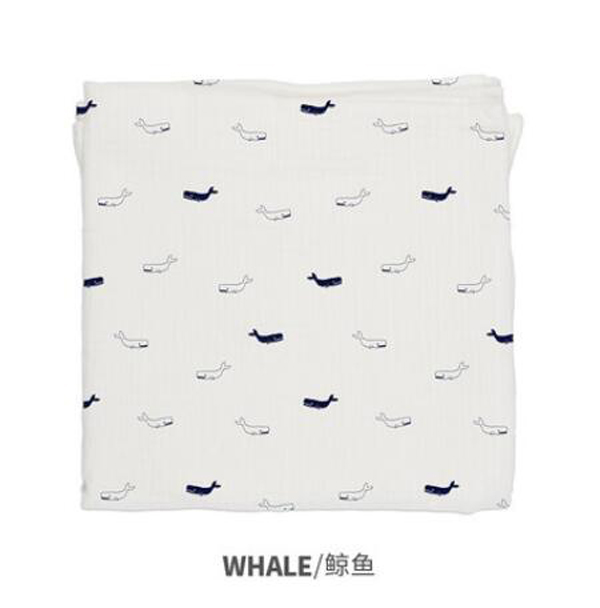  西班牙baby bites嬰兒Muslin多用途純棉襁褓包巾 鯨魚