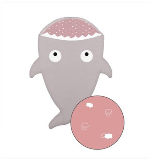  西班牙baby bites 鯊魚睡袋 灰色粉云朵
