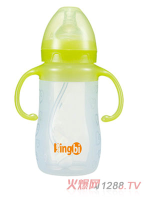 健貝黃色嬰兒硅膠奶瓶240ml