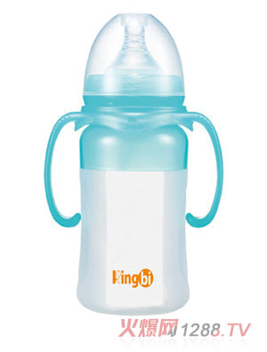 健貝藍(lán)色寬口嬰兒硅膠奶瓶220ml