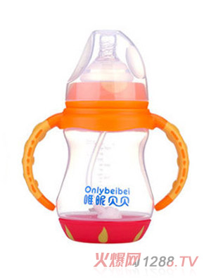 唯昵貝貝WA49寬口雙色PP奶瓶橙黃210ml