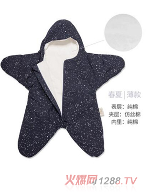 西班牙baby bites 嬰兒小海星睡袋 海軍藍春夏薄款