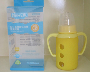  翰林貝貝標(biāo)口直身晶鉆防爆玻璃奶瓶120ml