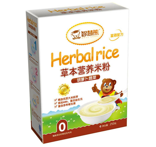  智慧熊胡蘿卜蔬菜草本營養(yǎng)米粉0段盒裝